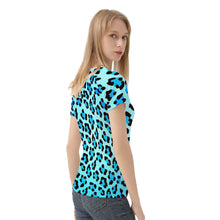 Load image into Gallery viewer, Ti Amo I love you - Exclusive Brand - Bright Turqoiuse &amp; Ice Cold Leopard Pattern - Women&#39;s T shirt - Sizes XS-2XL
