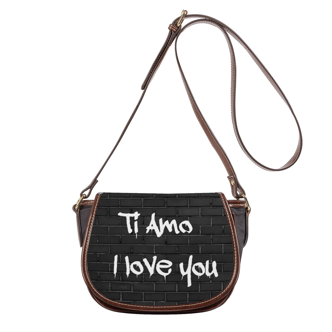 Ti Amo I love you - Exclusive Brand - Black - White Logo - Saddle Bag