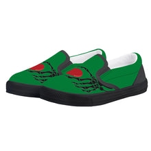 Load image into Gallery viewer, Ti Amo I love you - Exclusive Brand  - Fun Green - Skeleton Hands with Heart - Kids Slip-on shoes - Black Soles
