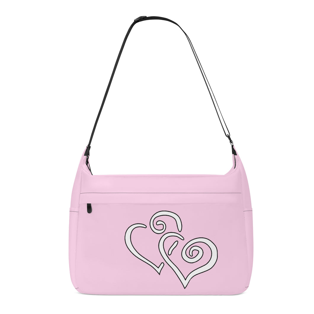 Ti Amo I love you - Exclusive Brand - Pink Lace - Double White Heart - Journey Computer Shoulder Bag