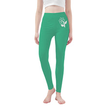 Load image into Gallery viewer, Ti Amo I love you - Exclusive Brand  - Mint -  White Daisy -  Yoga Leggings
