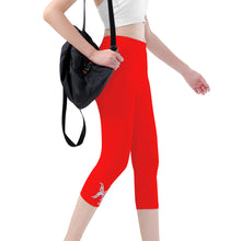 Load image into Gallery viewer, Ti Amo I love you - Exclusive Brand  - Red - Angry Fish - Capri Yoga Leggings - Sizes XS-3XL
