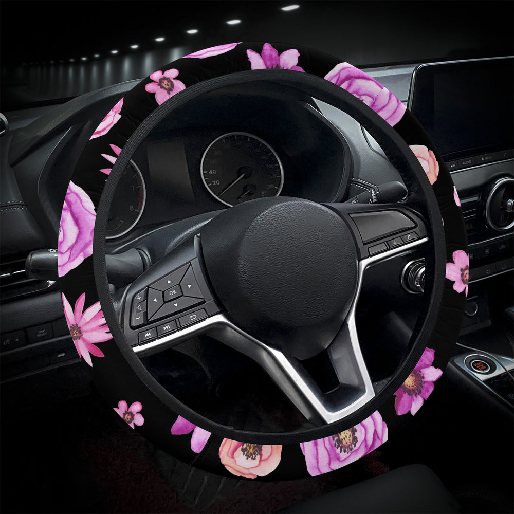Ti Amo I love you - Exclusive Brand - Black with Sundown, Lavender Magenta & Fuchsia Pink - Car Steering Wheel Covers
