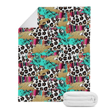 Load image into Gallery viewer, Ti Amo I love you - Exclusive Brand - White with Kabul Leopard Spots &amp; Puerto Rico &amp; Medium Red Violet Accents - Micro Fleece Blankets
