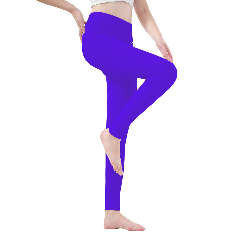 Ti Amo I love you Exclusive Brand  - Dark Purple - White Daisy - Yoga Leggings