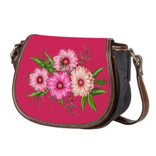 Load image into Gallery viewer, Ti Amo I love you - Exclusive Brand - Cerise Red 2 - Pink Floral - Saddle Bag
