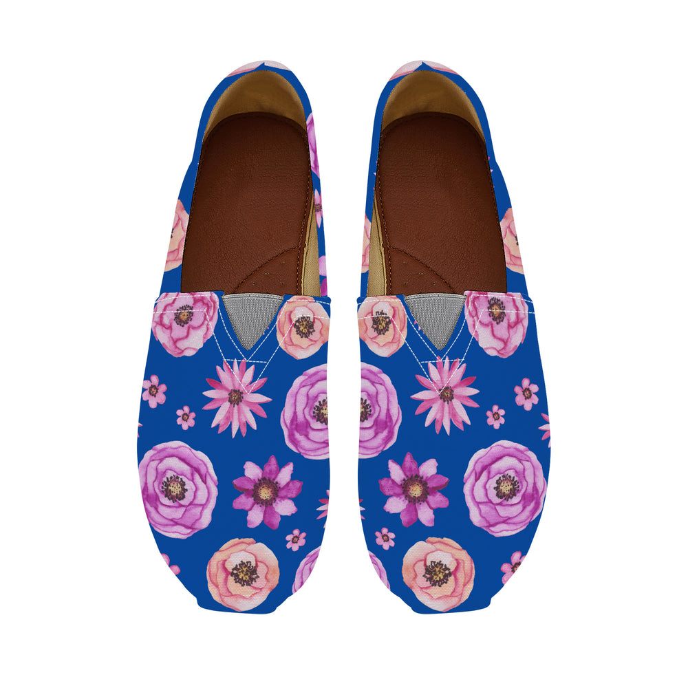 Ti Amo I love you  - Exclusive Brand  - Cobalt Blue with Flowers - Casual Flat Driving Shoe