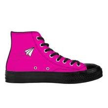 Load image into Gallery viewer, Ti Amo I love you - Exclusive Brand - Hollywood Cerise - Paper Airplane - High Top Canvas Shoes - Black Soles
