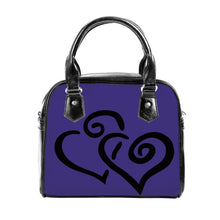 Load image into Gallery viewer, Ti Amo I love you - Exclusive Brand - Minsk Blue - Double Black Heart -  Shoulder Handbag
