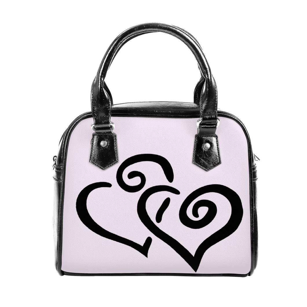 Ti Amo I love you - Exclusive Brand - Pale Lavender - Double Black Heart -  Shoulder Handbag