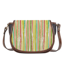 Load image into Gallery viewer, Ti Amo I love you - Exclusive Brand - Tacha &amp; Olive Green Striped Pattern - Saddle Bag
