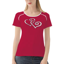 Load image into Gallery viewer, TI Amo I love you - Exclusive Brand - Cardinal - Double White Heart - Women&#39;s T shirt - Sizes XS-2XL
