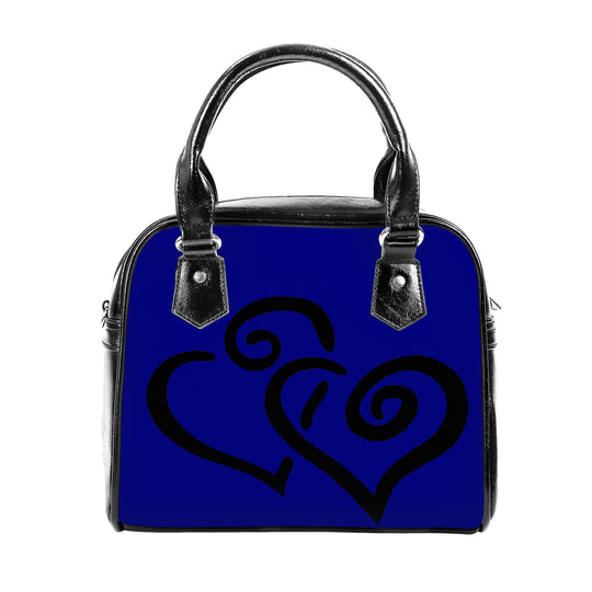 Ti Amo I love you - Exclusive Brand - Dark Blue 2 - Double Black Heart -  Shoulder Handbag