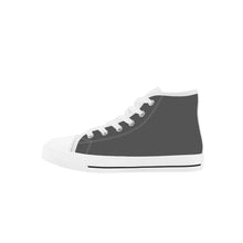 Load image into Gallery viewer, Ti Amo I love you - Exclusive Brand - Davy&#39;s Gray - Double Black Heart -  Kids High Top Canvas Shoes
