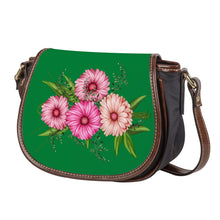 Load image into Gallery viewer, Ti Amo I love you - Exclusive Brand - Fun Green - Pink Floral - Saddle Bag
