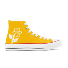 Load image into Gallery viewer, Ti Amo I love you - Exclusive Brand  - Amber - White Daisy - High Top Canvas Shoes - White  Soles
