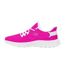 Load image into Gallery viewer, Ti Amo I love you - Exclusive Brand  - Hollywood Cerise -  Double Heart - Womens Mesh Knit Shoes - White Soles
