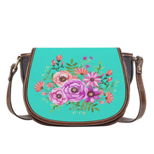 Load image into Gallery viewer, Ti Amo I love you - Exclusive Brand - Turquoise 2 - Floral Bouquet - Saddle Bag
