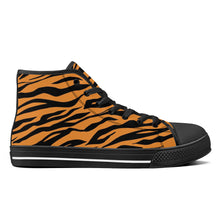 Load image into Gallery viewer, Ti Amo I love you - Exclusive Brand - Zest &amp; Black - Tiger Stripes -  High-Top Canvas Shoes - Black Soles
