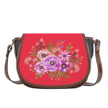 Load image into Gallery viewer, Ti Amo I love you - Exclusive Brand - Amaranth Red - Floral Bouquet - Saddle Bag
