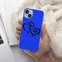 Load image into Gallery viewer, Ti Amo I love you - Exclusive Brand  - Blue Blue Eyes - Double Black Heart - iPhone 14 Transparent Acrylic Case (2 cameras)
