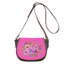 Load image into Gallery viewer, Ti Amo I love you - Excluiuve Brand - Hot Pink - Floral Pattern - Saddle Bag
