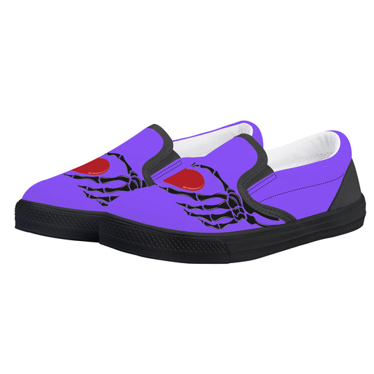 Ti Amo I love you - Exclusive Brand  - Light Purple - Skeleton Hands with Heart - Kids Slip-on shoes - Black Soles