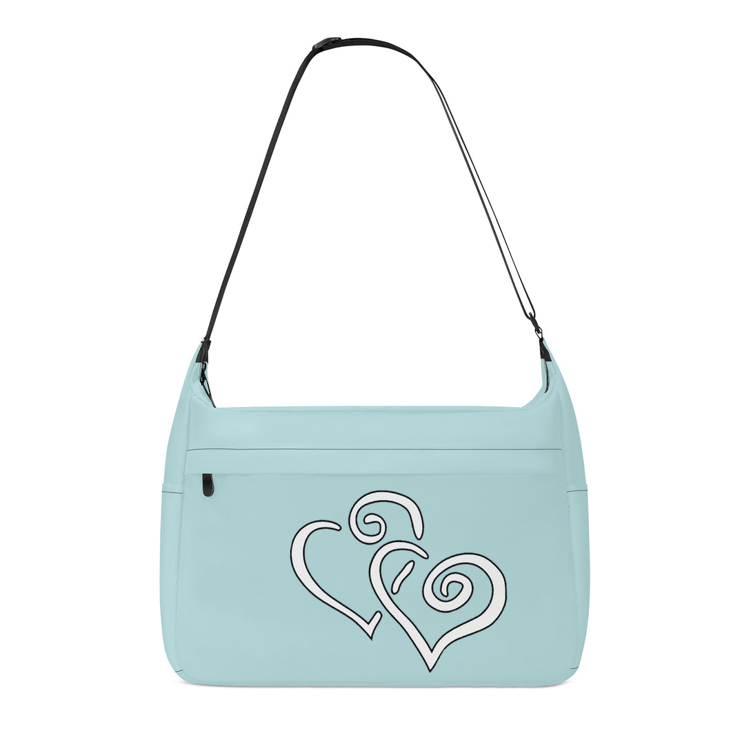 Ti Amo I love you - Exclusive Brand - Medium Ziggurat - Double White Heart - Journey Computer Shoulder Bag