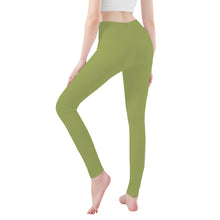 Load image into Gallery viewer, Ti Amo I love you - Exclusive Brand   - Olive Green - White Daisy -  Yoga Leggings
