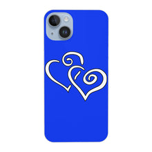 Load image into Gallery viewer, Ti Amo I love you - Exclusive Brand - Blue Blue Eyes - Double White Heart - iPhone 14 Transparent Acrylic Case (2 cameras)
