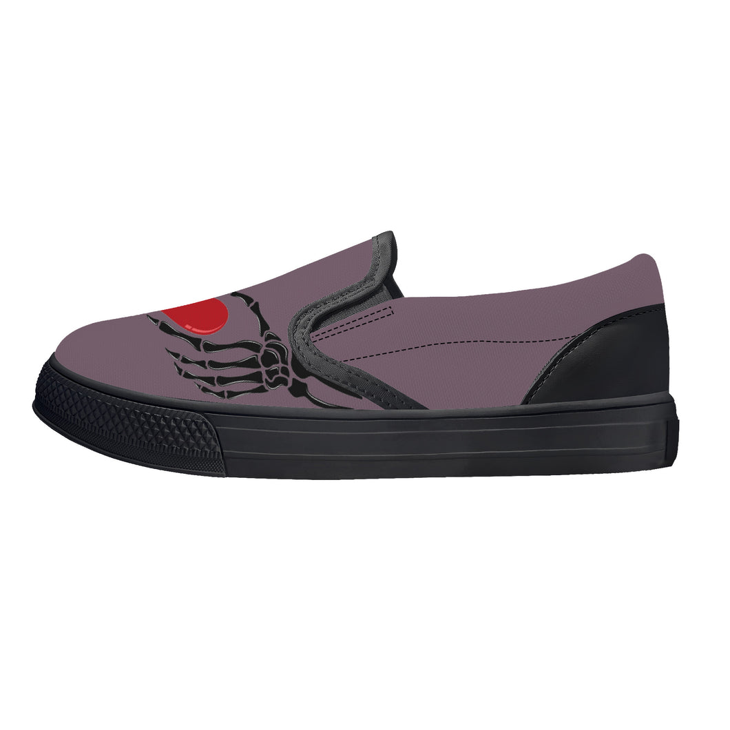 Ti Amo I love you - Exclusive Brand - Falcon - Skeleton Hands with Heart - Kids Slip-on shoes - Black Soles