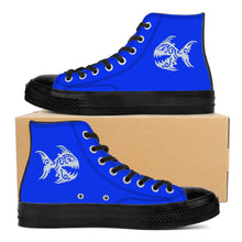 Load image into Gallery viewer, Ti Amo I love you - Exclusive Brand  - Blue Blue Eyes - Angry Fish - High Top Canvas Shoes - Black  Soles
