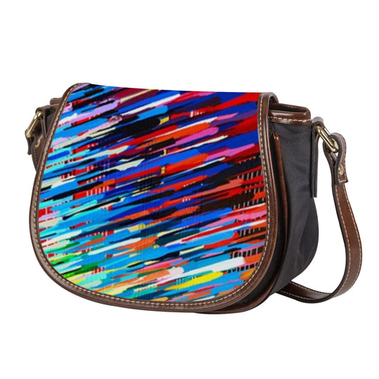 Ti Amo I love you - Exclusive Brand - Rainbow Lined Pattern  2 - Saddle Bag