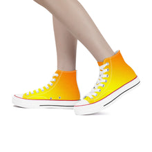 Load image into Gallery viewer, Ti Amo I love you - Exclusive Brand - Gradient Ripe Lemon &amp; Tahiti Gold - High Top Canvas Shoes - White
