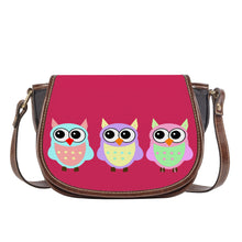 Load image into Gallery viewer, Ti Amo I love you - Exclusive Brand - Cerise Red 2 - 3 Owls -  Saddle Bag
