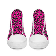 Load image into Gallery viewer, Ti Amo I love you  - Exclusive Brand  - Hollywood Cerise Leopard - High-Top Canvas Shoes - White Soles
