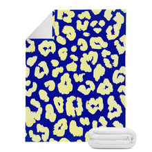 Load image into Gallery viewer, Ti Amo I love you - Exclusive Brand  -International Klein Blue, Canary &amp; Cornfield Animal Print -   Micro Fleece Blankets
