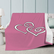 Load image into Gallery viewer, Ti Amo I love you - Exclusive Brand  - Charm - Double White Heart - Micro Fleece Blankets
