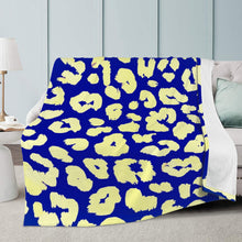 Load image into Gallery viewer, Ti Amo I love you - Exclusive Brand  -International Klein Blue, Canary &amp; Cornfield Animal Print -   Micro Fleece Blankets
