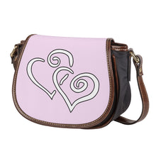 Load image into Gallery viewer, Ti Amo I love you - Exclusive Brand - Carousel Pink - Double White Heart - Saddle Bag
