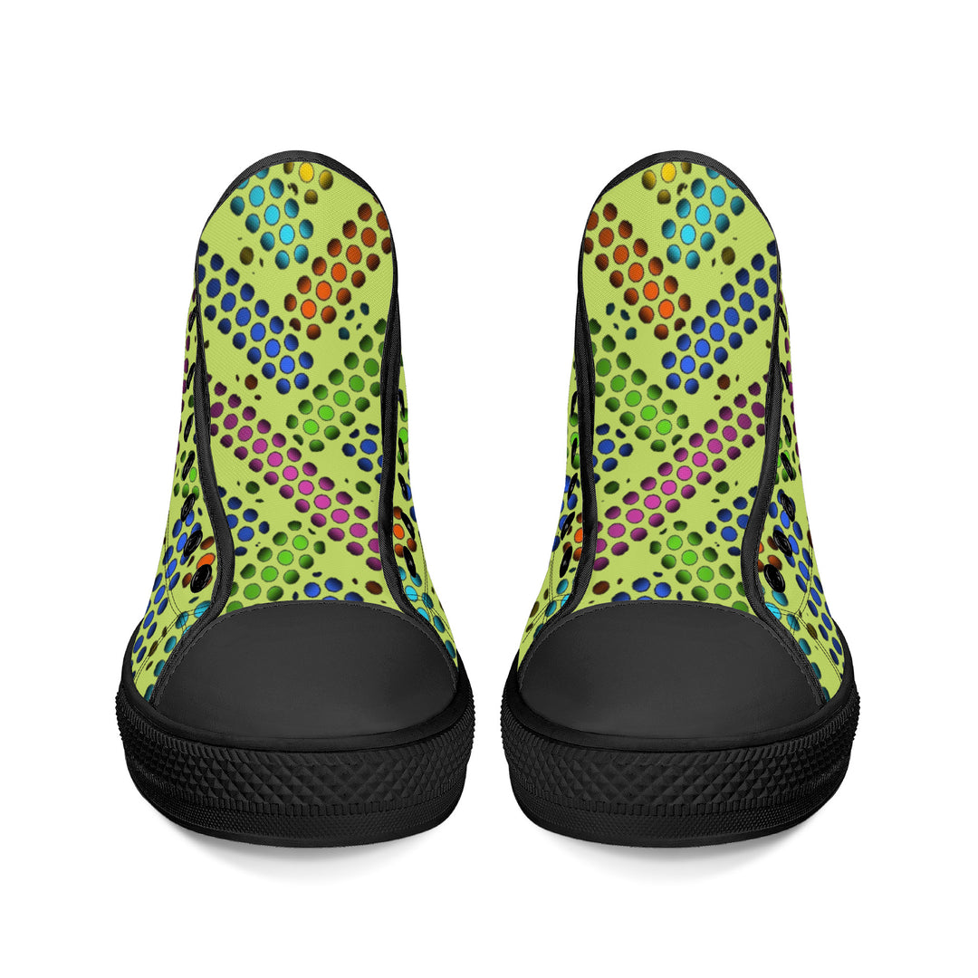 Ti Amo I love you - Exclusive Brand - Yellow Green - Deco Dots - High-Top Canvas Shoes - Black Soles