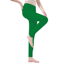 Load image into Gallery viewer, Ti Amo I love you - Exclusive Brand   - Fun Green - White Daisy -  Yoga Leggings
