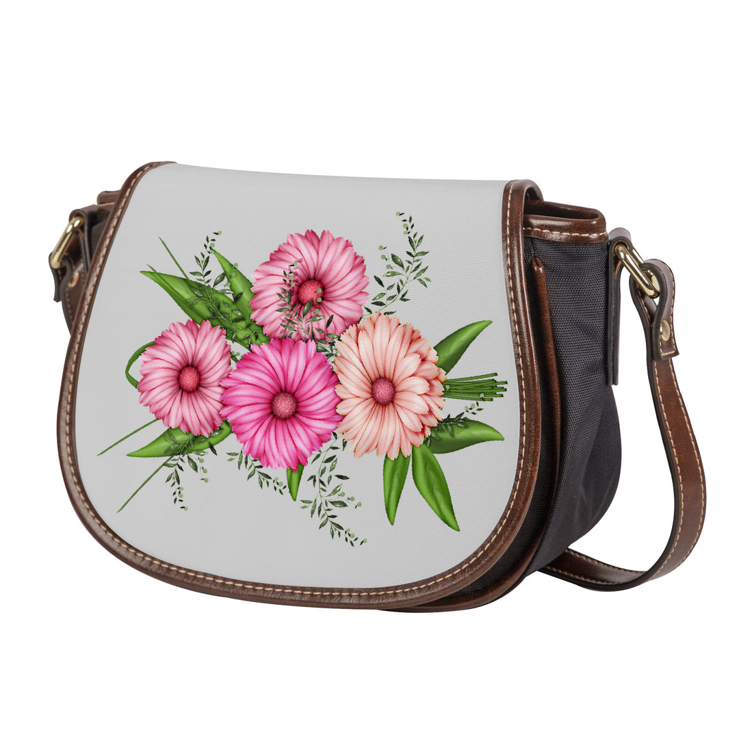 Ti Amo I love you - Exclusive Brand - Alto Gray - Pink Floral - Saddle Bag