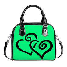 Load image into Gallery viewer, Ti Amo I love you - Exclusive Brand - Guppies Green - Double Black Heart -  Shoulder Handbag
