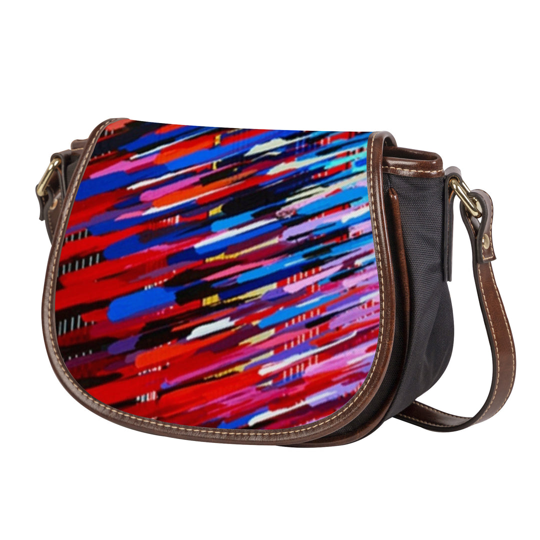Ti Amo I love you - Exclusive Brand - Rainbow Lined Pattern - Saddle Bag