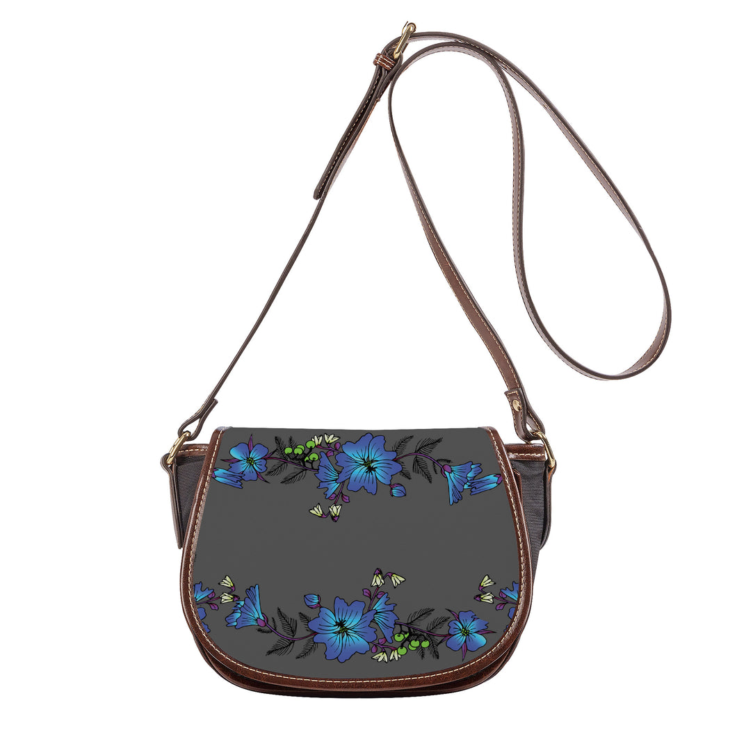 Ti Amo I love you - Exclusive Brand - Davy's Grey - Blue Floral 2 - Saddle Bag