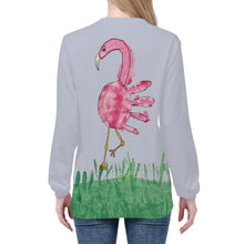 Load image into Gallery viewer, Ti Amo I love you - Exclusive Brand - Ghost  with Amazon Grass &amp; Cranberry  - Child&#39;s Drawing of Flamingo - Women&#39;s Sweatshirt
