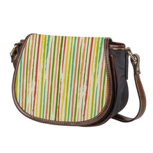 Load image into Gallery viewer, Ti Amo I love you - Exclusive Brand - Tacha &amp; Olive Green Striped Pattern - Saddle Bag
