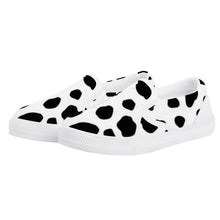 Load image into Gallery viewer, Ti Amo I love you - Exclusive Brand - White &amp; Black Cow Spots - Kids Slip-on shoes - White Soles
