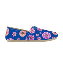 Load image into Gallery viewer, Ti Amo I love you  - Exclusive Brand  - Cobalt Blue with Flowers - Casual Flat Driving Shoe
